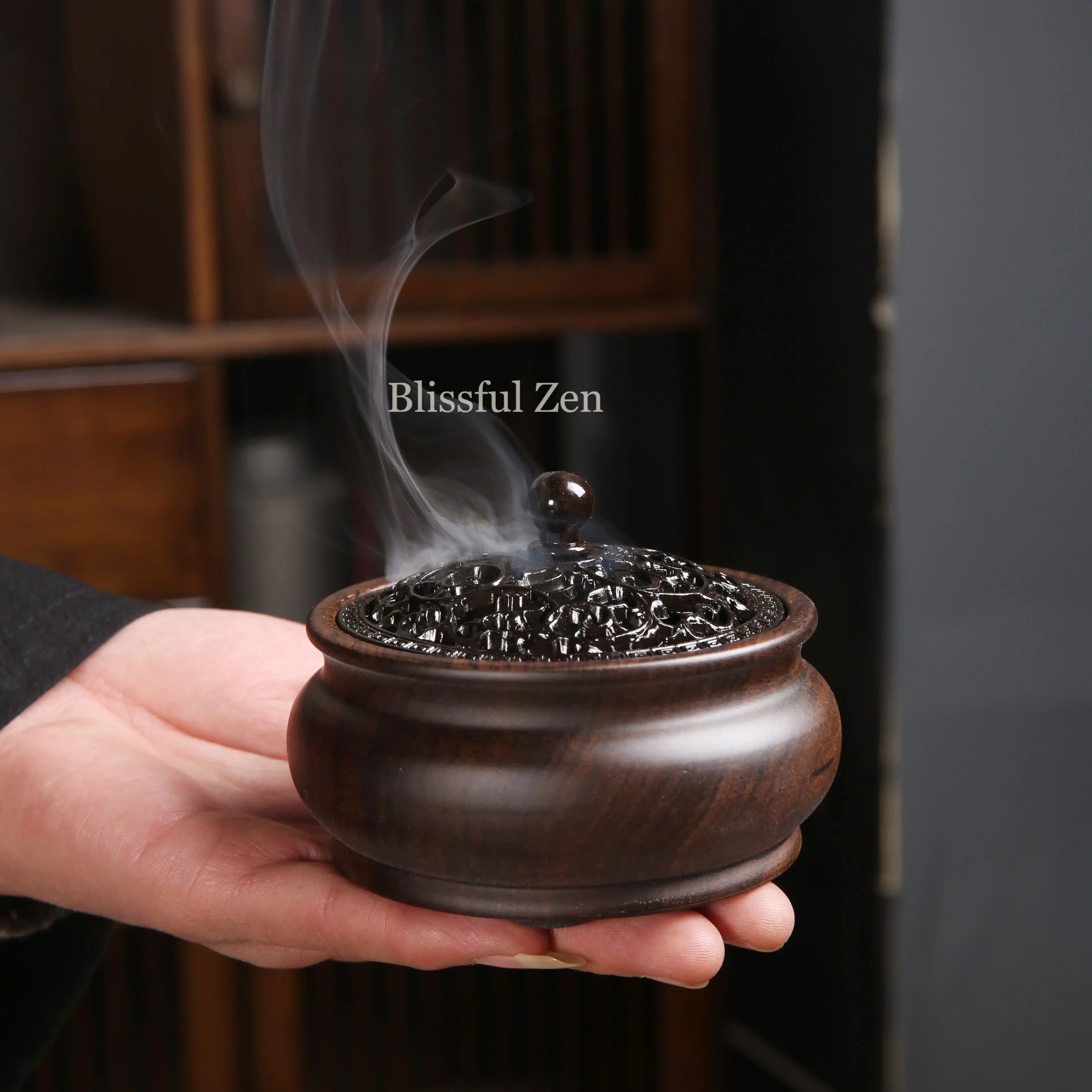 Vintage Ebony Wood Incense Burner For Incense Seals, Stick Incense, Coil Incense, Cone Incense