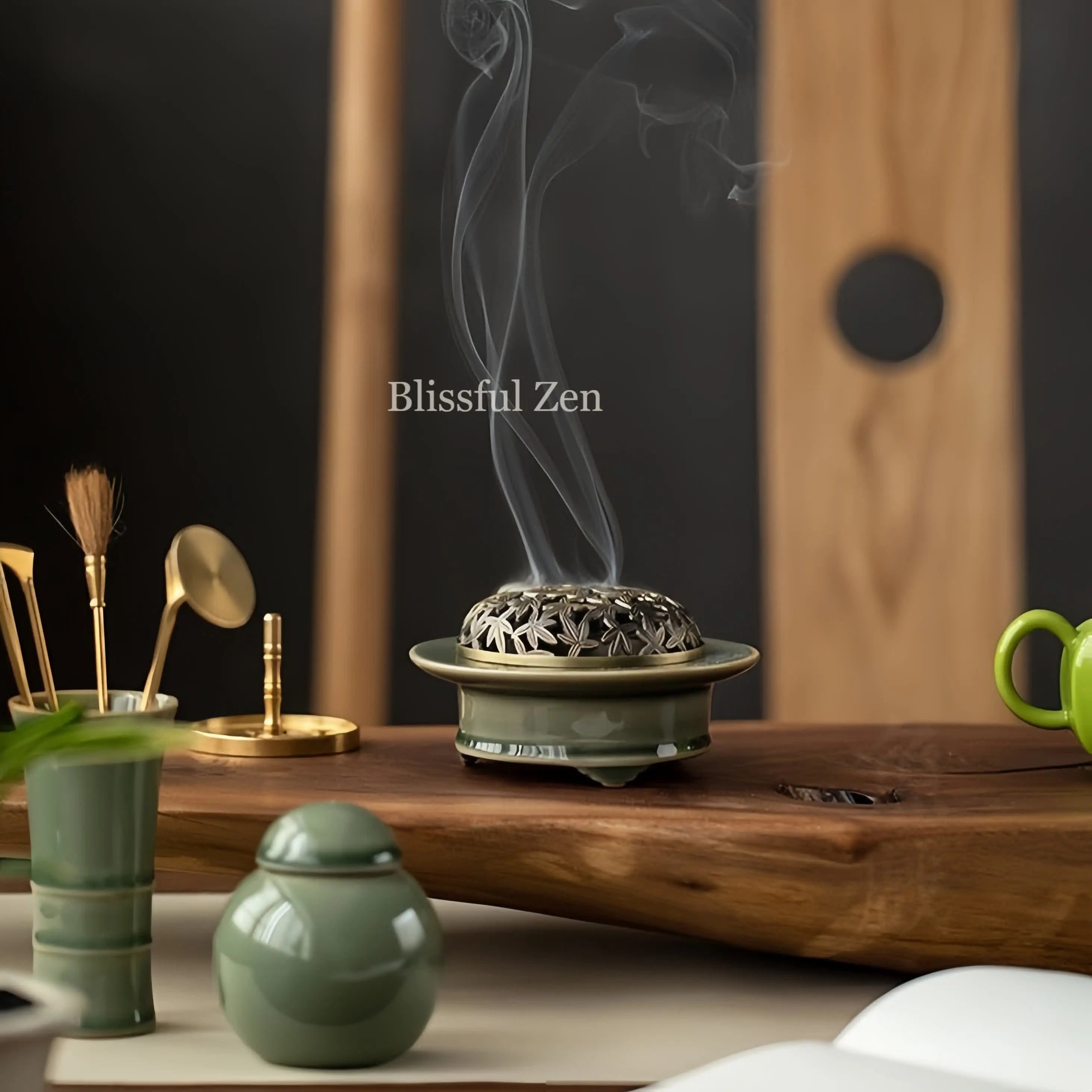 Celadon Tripod Incense Burner Set– Relaxation &amp; Stress Relief