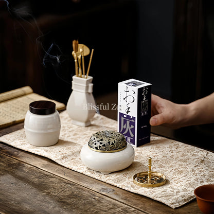 White Porcelain Tripod Incense Seals Set – Relaxation &amp; Stress Relief