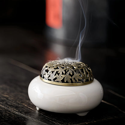 White Porcelain Tripod Incense Burner Set – Relaxation &amp; Stress Relief