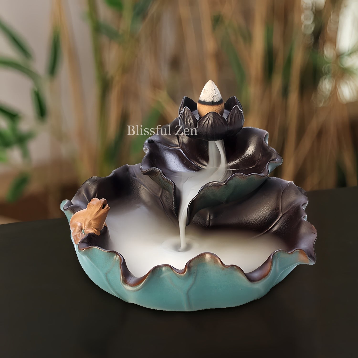 Dual-Use Leaf Frog Waterfall Incense Burner - For Yoga, Meditation, Relaxation, Feng Shui Space Cleansing