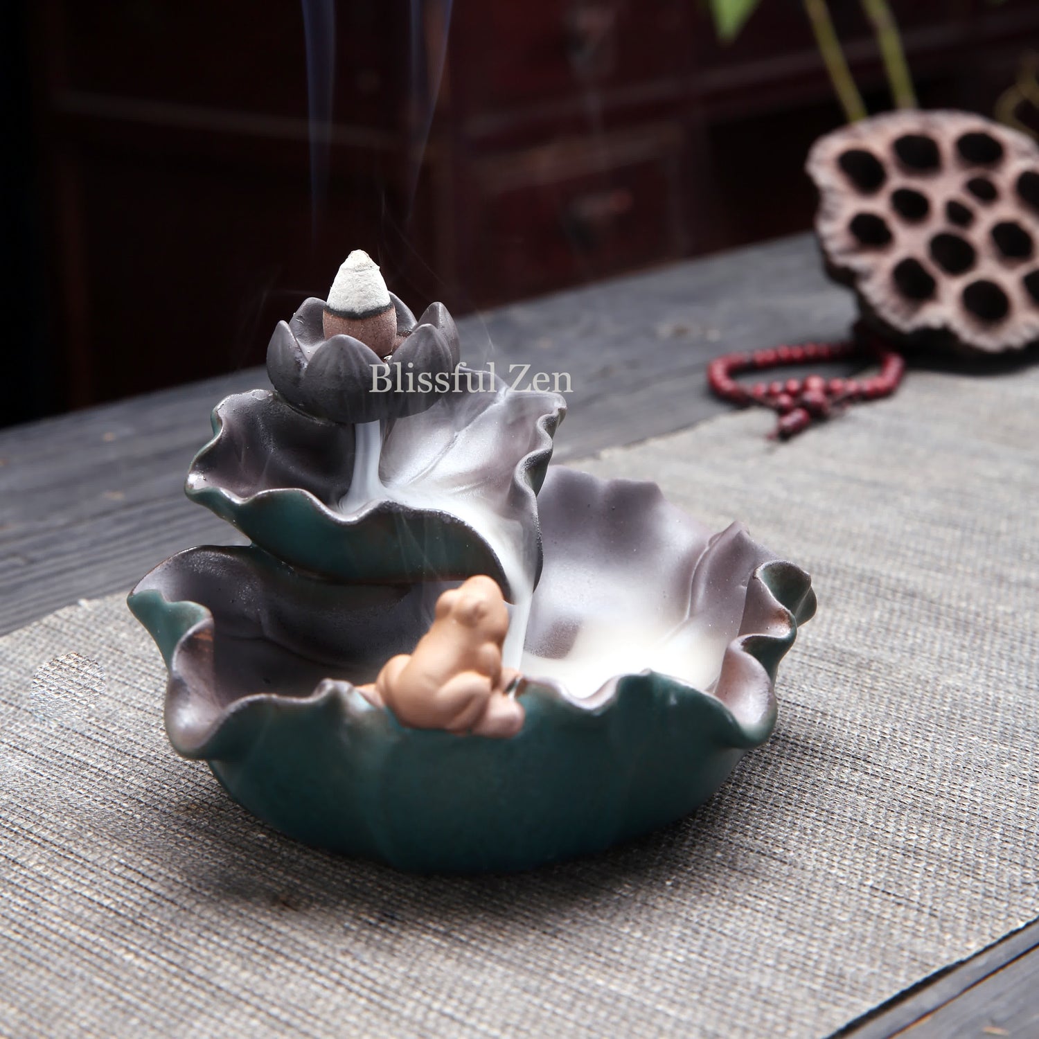 Dual-Use Leaf Frog Waterfall Incense Burner - For Yoga, Meditation, Relaxation, Feng Shui Space Cleansing