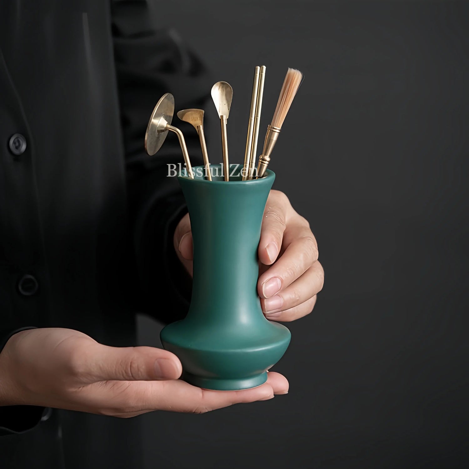 Ceramic Incense Stamps Set in Peacock Green – For Relaxation &amp; Stress Relief