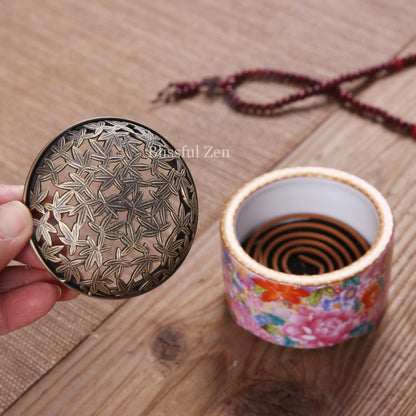 Blooming Flowers Ceramic Enamel Incense Burner For Incense Seals, Stick Incense, Coil Incense, Cone Incense