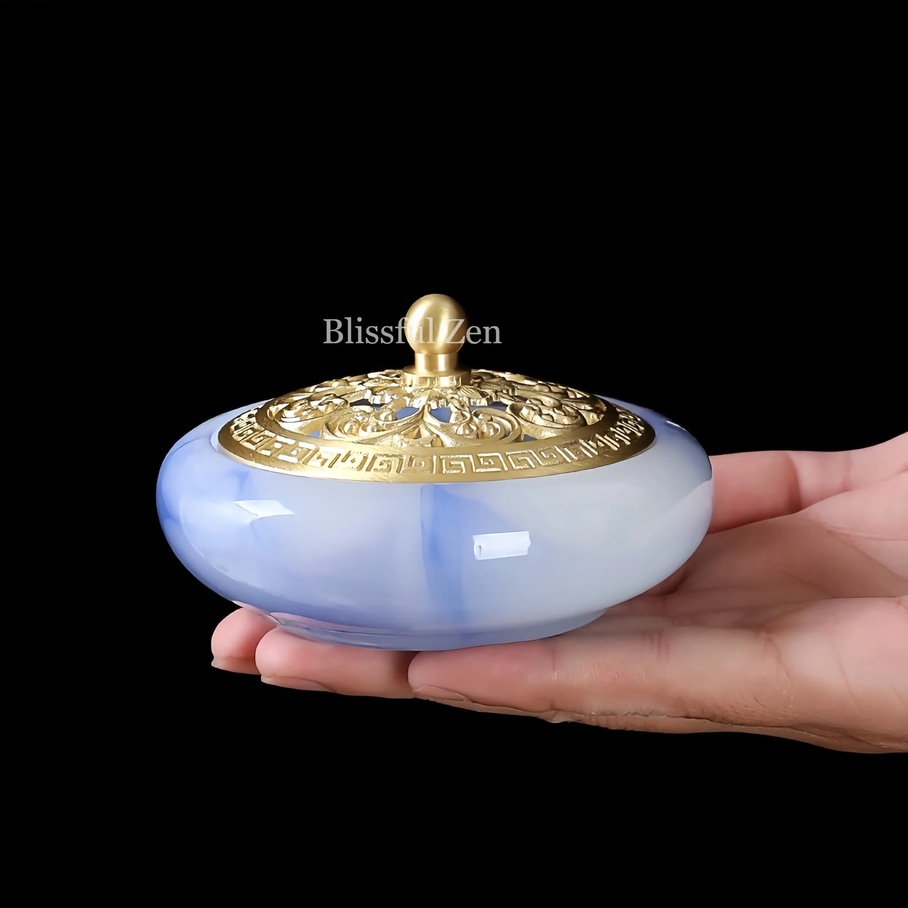 Blue Jade Glow-In-The-Dark Incense Burner For Incense Seals, Stick Incense, Coil Incense, Cone Incense