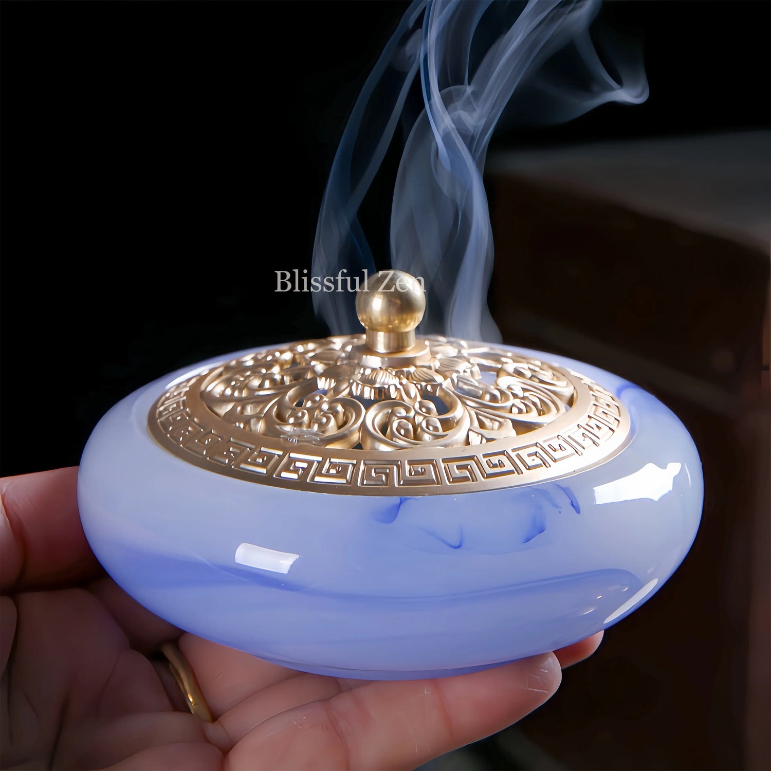 Blue Jade Glow-In-The-Dark Incense Burner For Incense Seals, Stick Incense, Coil Incense, Cone Incense