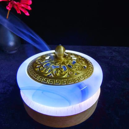 Blue Jade Glow-In-The-Dark Incense Burner For Incense Seals, Stick Incense, Coil Incense, Cone Incense