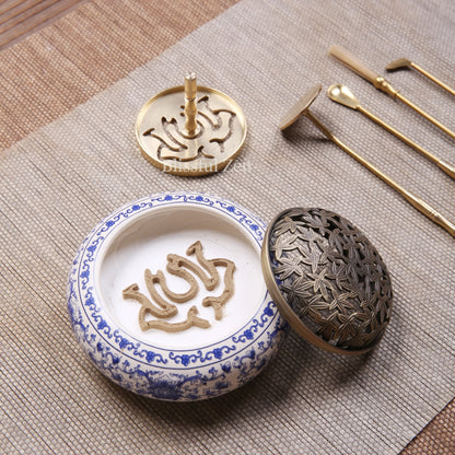 Blue and White Porcelain Incense Burner For Incense Seals, Stick Incense, Coil Incense, Cone Incense