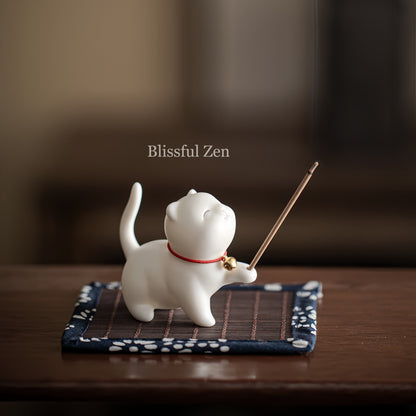 Ceramic Cat Incense Holder