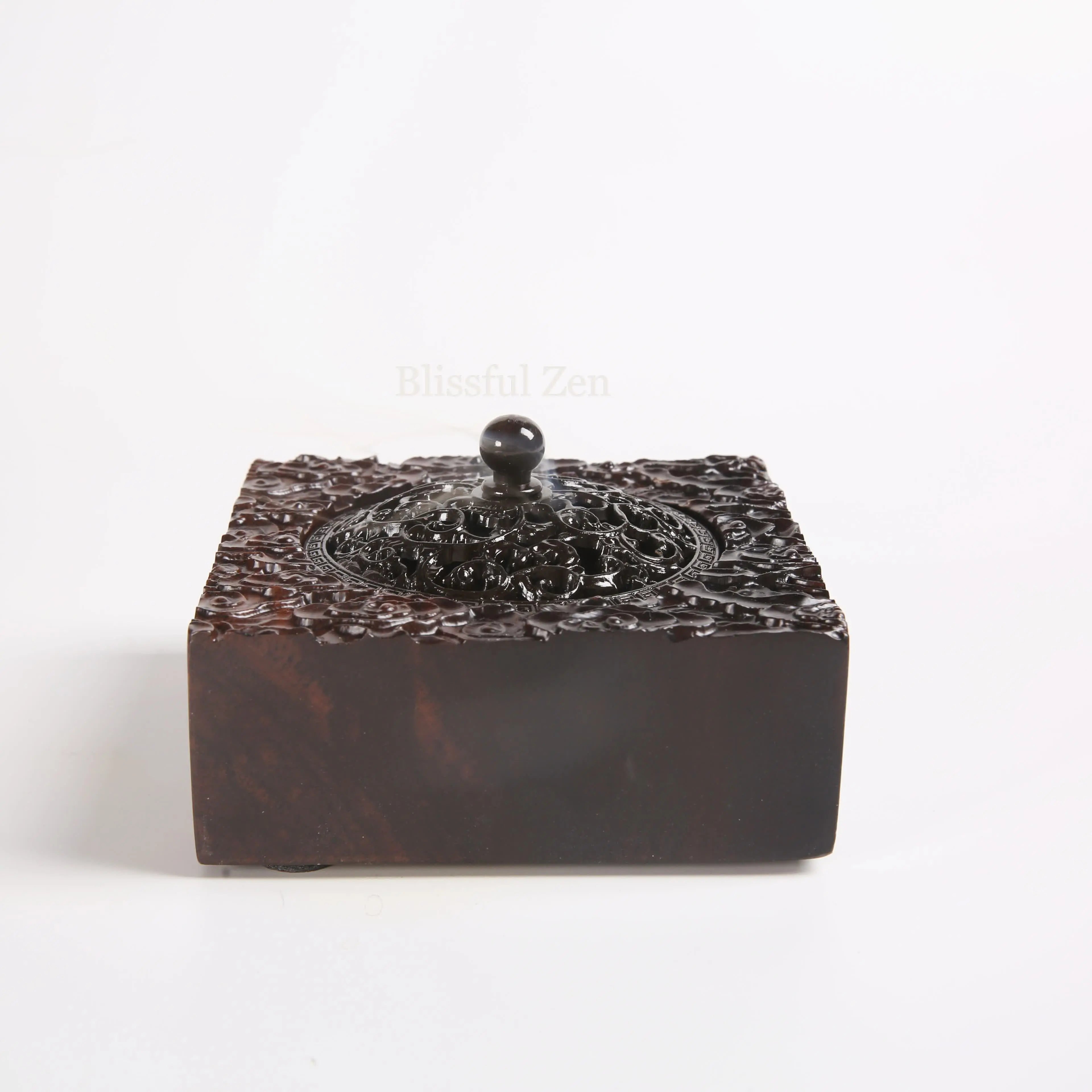 Ebony Wood Auspicious Clouds Incense Burner For Incense Seals, Stick Incense, Coil Incense, Cone Incense