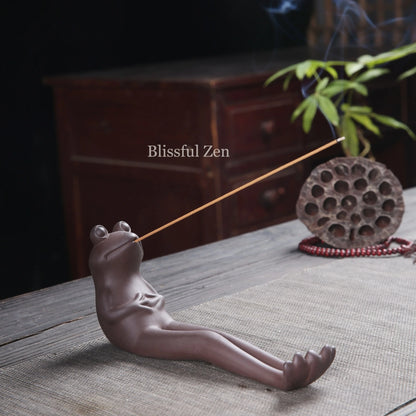 Frog Ceramic Incense Holder For Yoga, Meditation, Relaxation, Feng Shui Space Cleansing