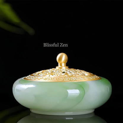 Green Jade Glow-In-The-Dark Incense Burner -For Incense Seals, Stick Incense, Coil Incense, Cone Incense