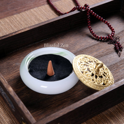 Green Jade Glow-In-The-Dark Incense Burner -For Incense Seals, Stick Incense, Coil Incense, Cone Incense