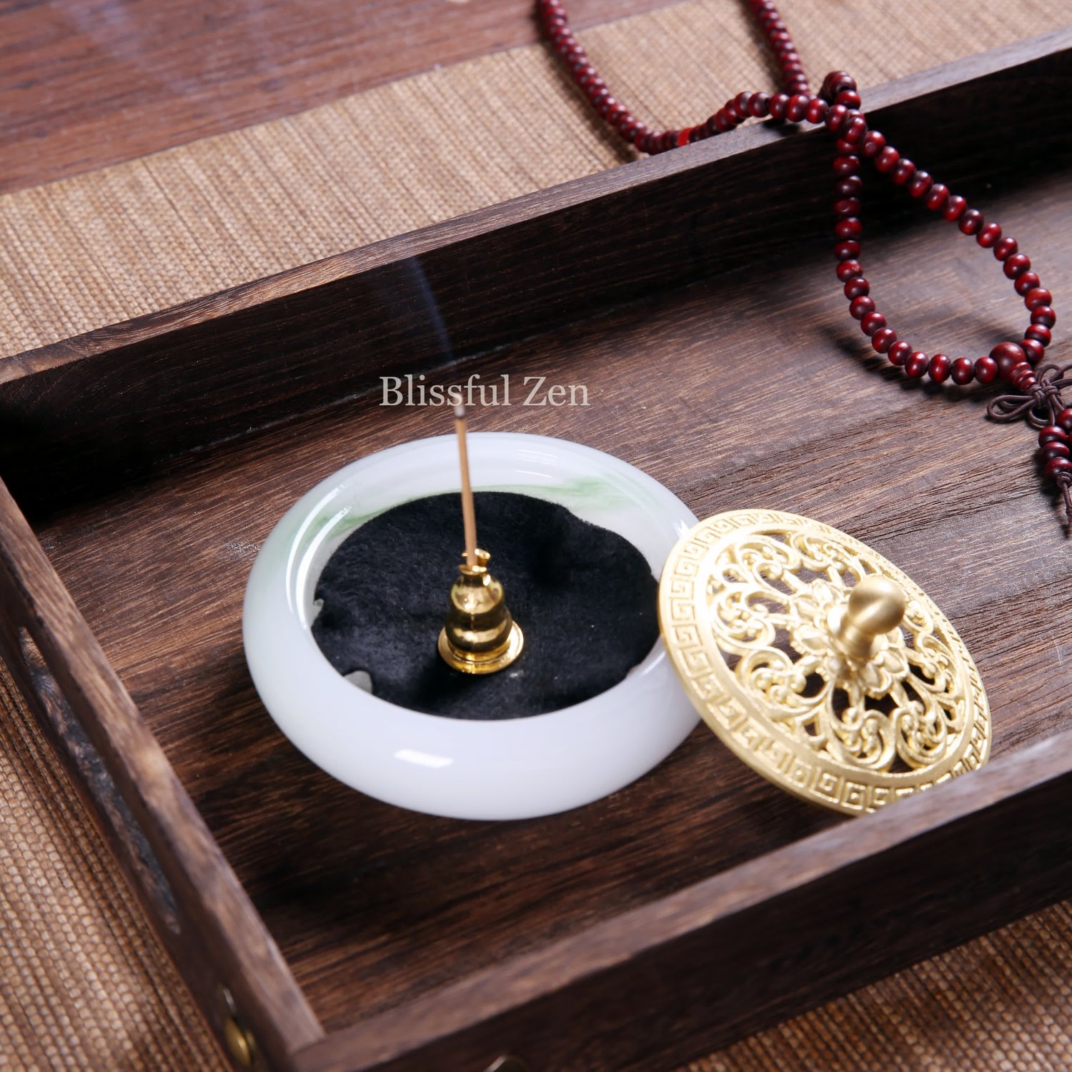 Green Jade Glow-In-The-Dark Incense Burner -For Incense Seals, Stick Incense, Coil Incense, Cone Incense