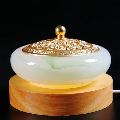 Green Jade Glow-In-The-Dark Incense Burner -For Incense Seals, Stick Incense, Coil Incense, Cone Incense