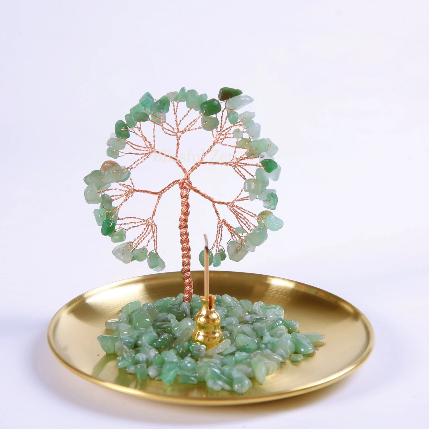 Green Phantom Quartz Incense Holder Tree of Life