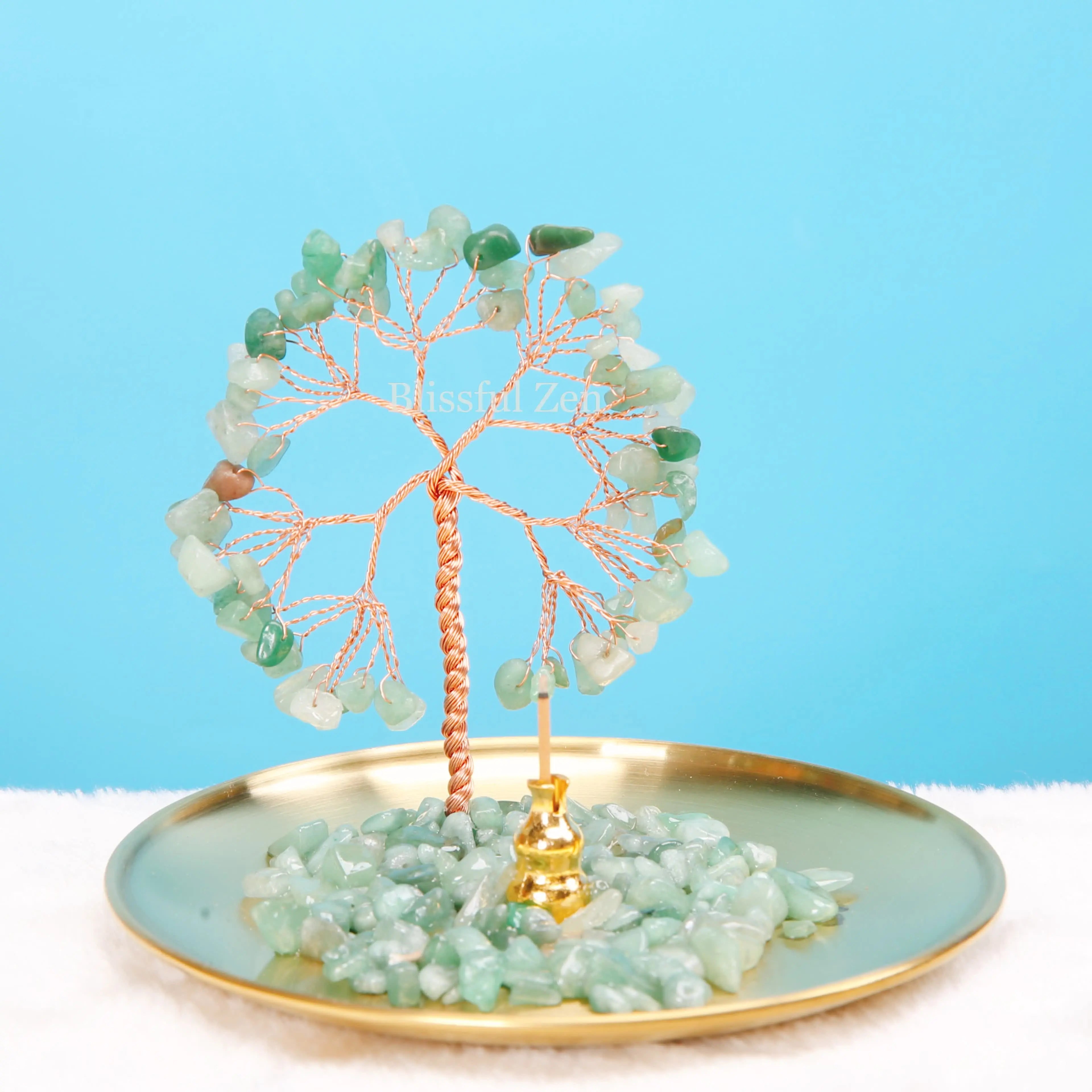 Green Phantom Quartz Incense Holder Tree of Life