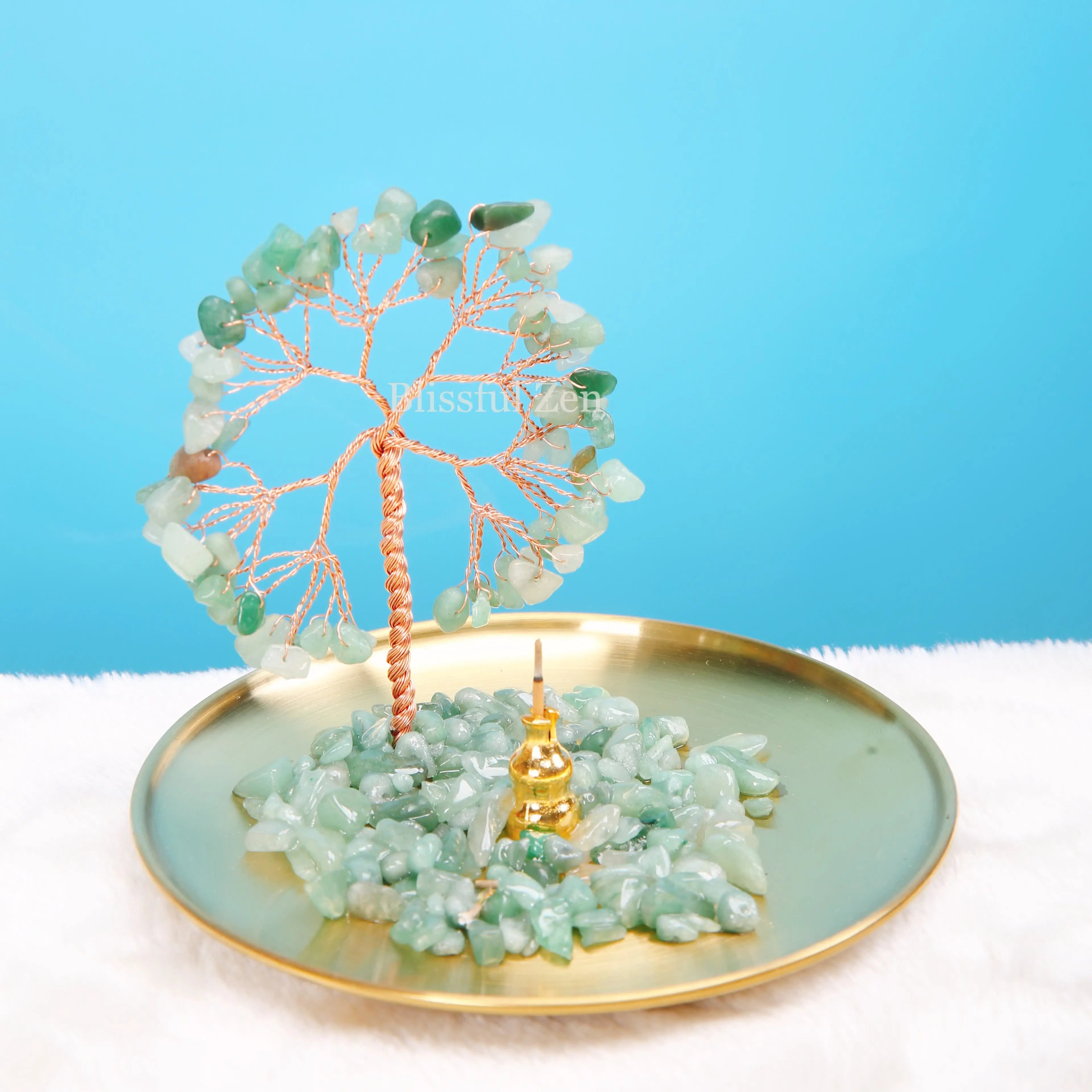 Green Phantom Quartz Incense Holder Tree of Life