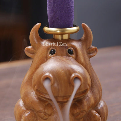 Wooden Ox Backflow Incense Burner