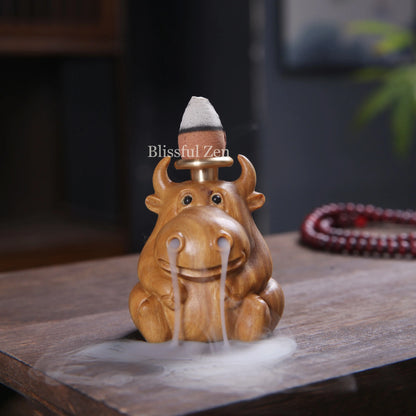 Wooden Ox Backflow Incense Burner