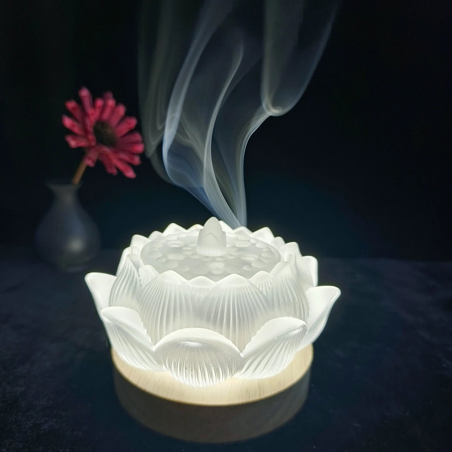 Liuli white Lotus Incense Burner For Incense Seals, Stick Incense, Coil Incense, Cone Incense