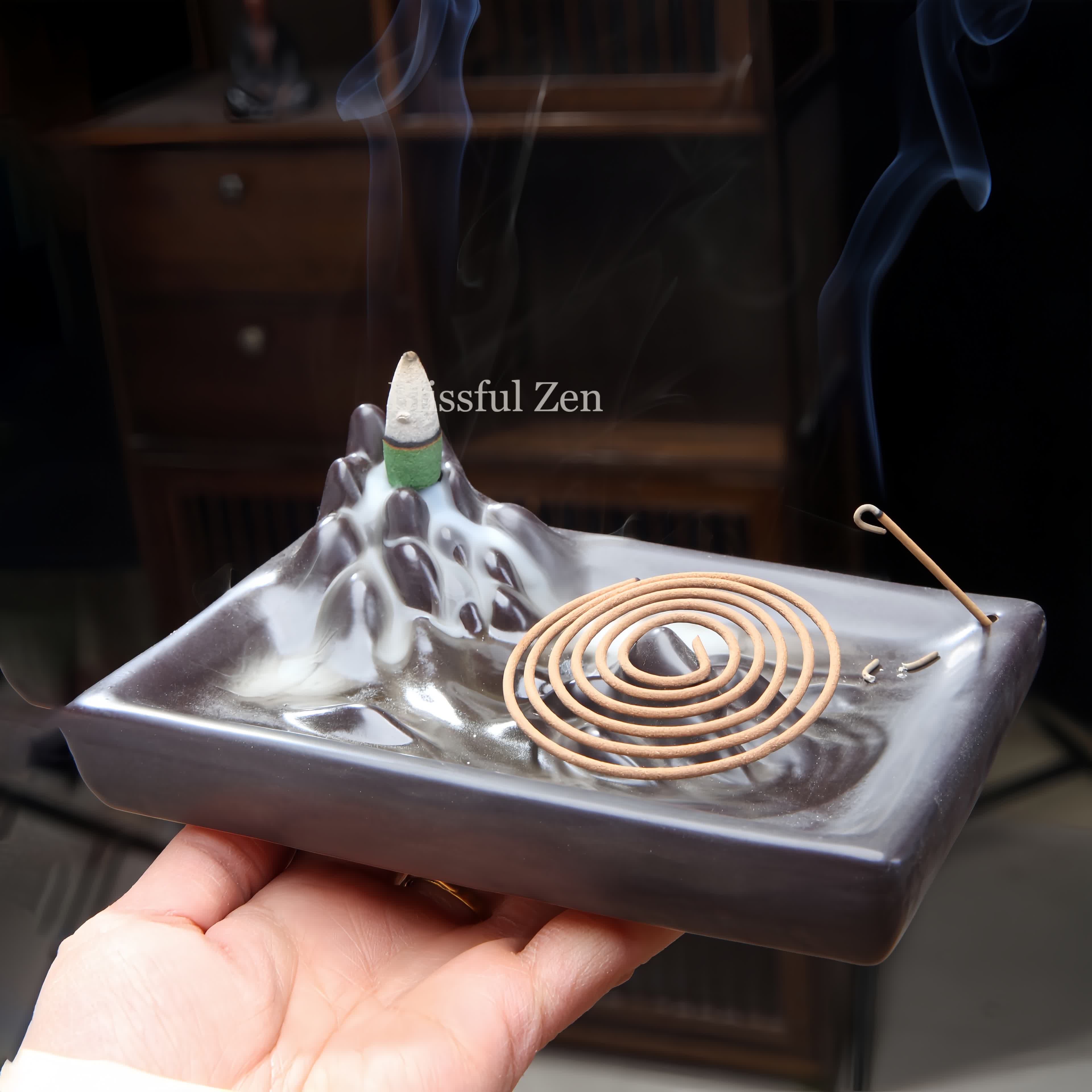 Mountain River Waterfall Incense Burner