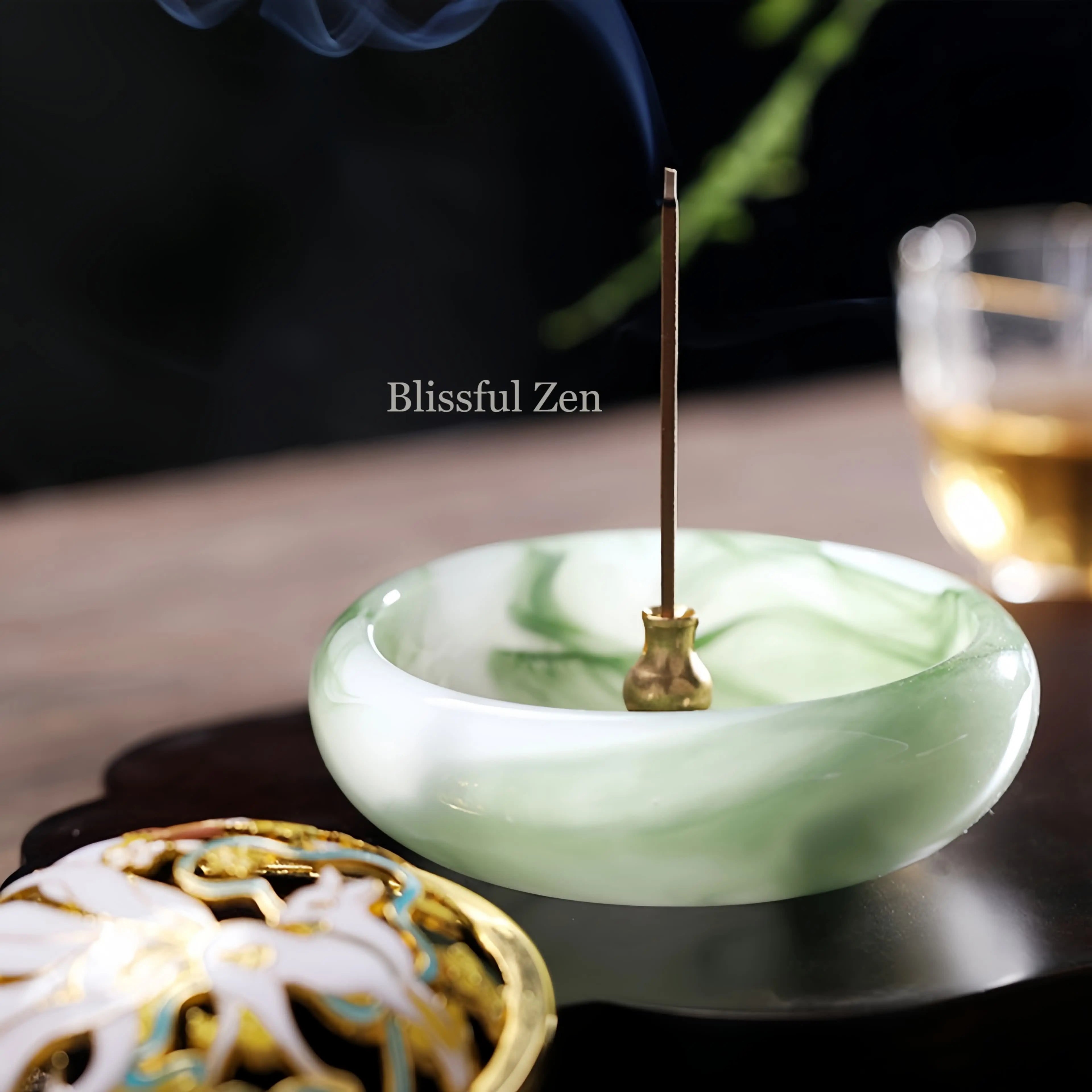 Green Jade Incense Burner For Incense Seals, Stick Incense, Coil Incense, Cone Incense