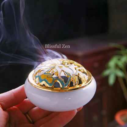 White Jade Incense Burner For Incense Seals, Stick Incense, Coil Incense, Cone Incense