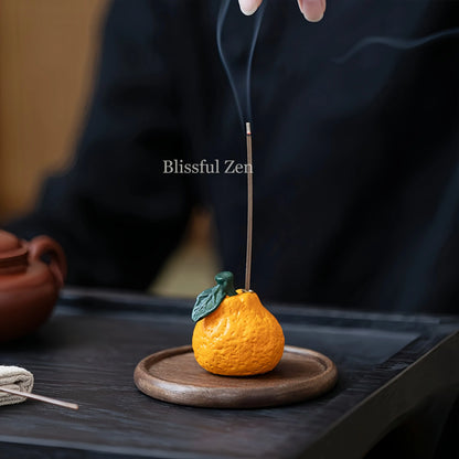 Orange Ceramic Incense Holder