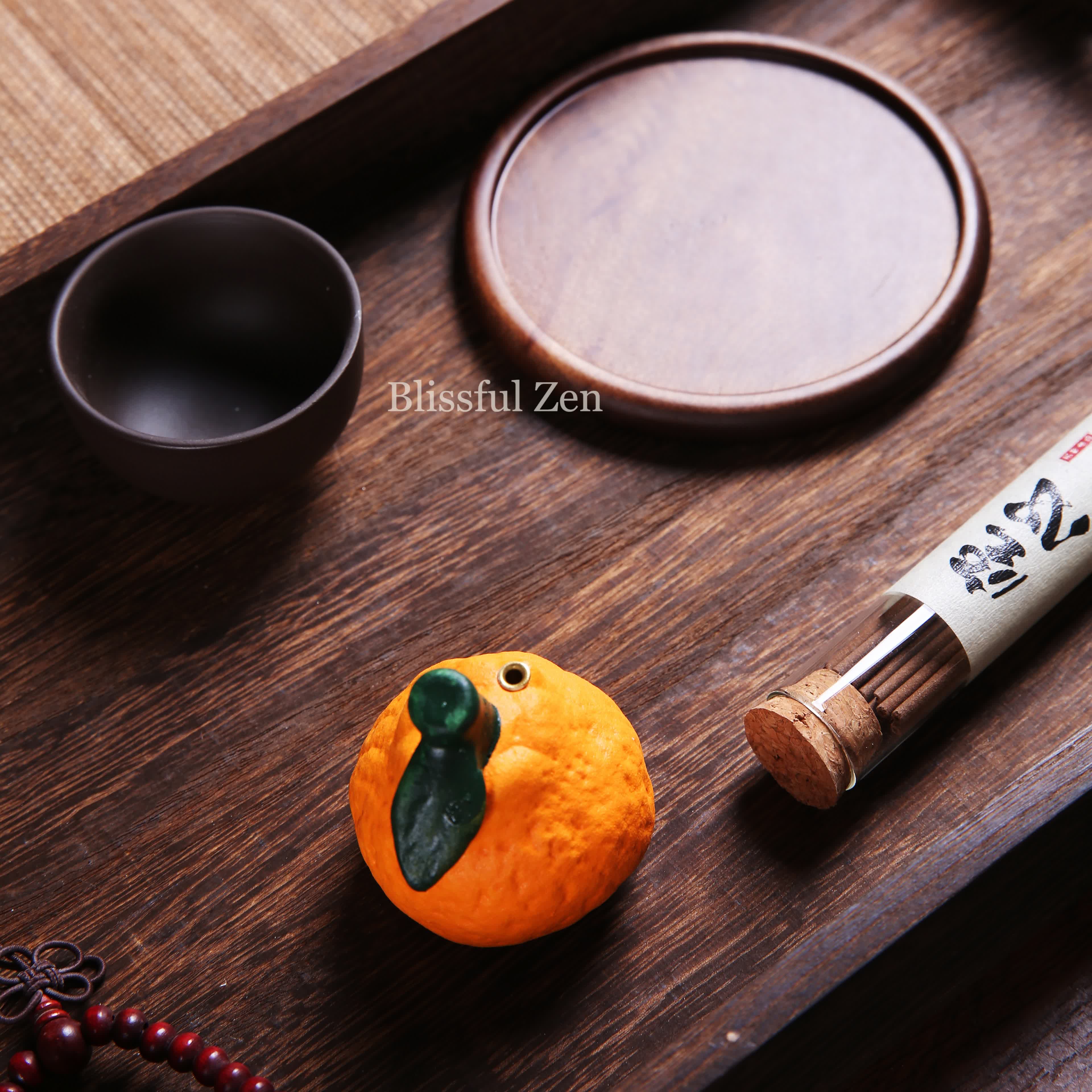 Orange Ceramic Incense Holder