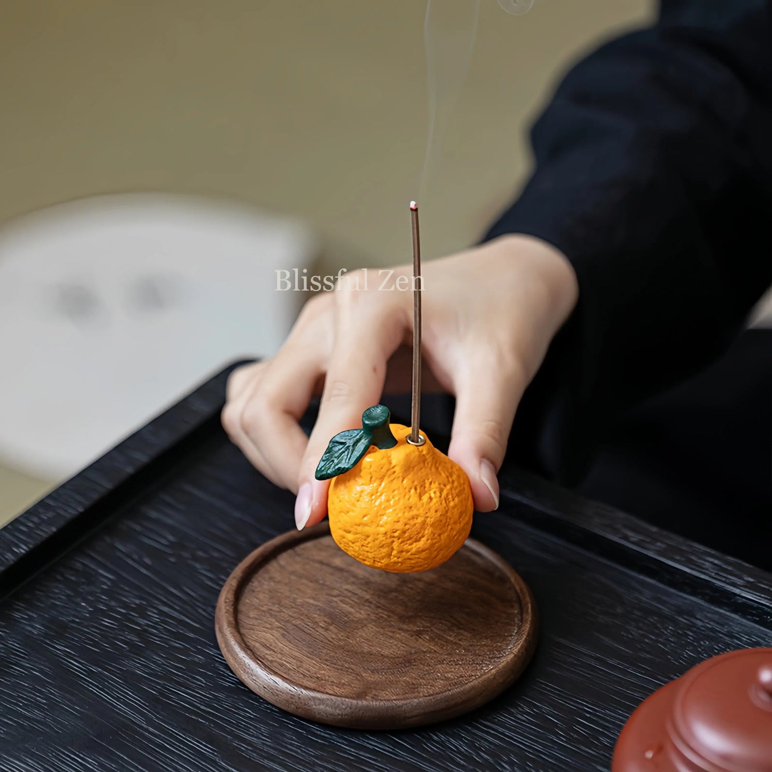 Orange Ceramic Incense Holder