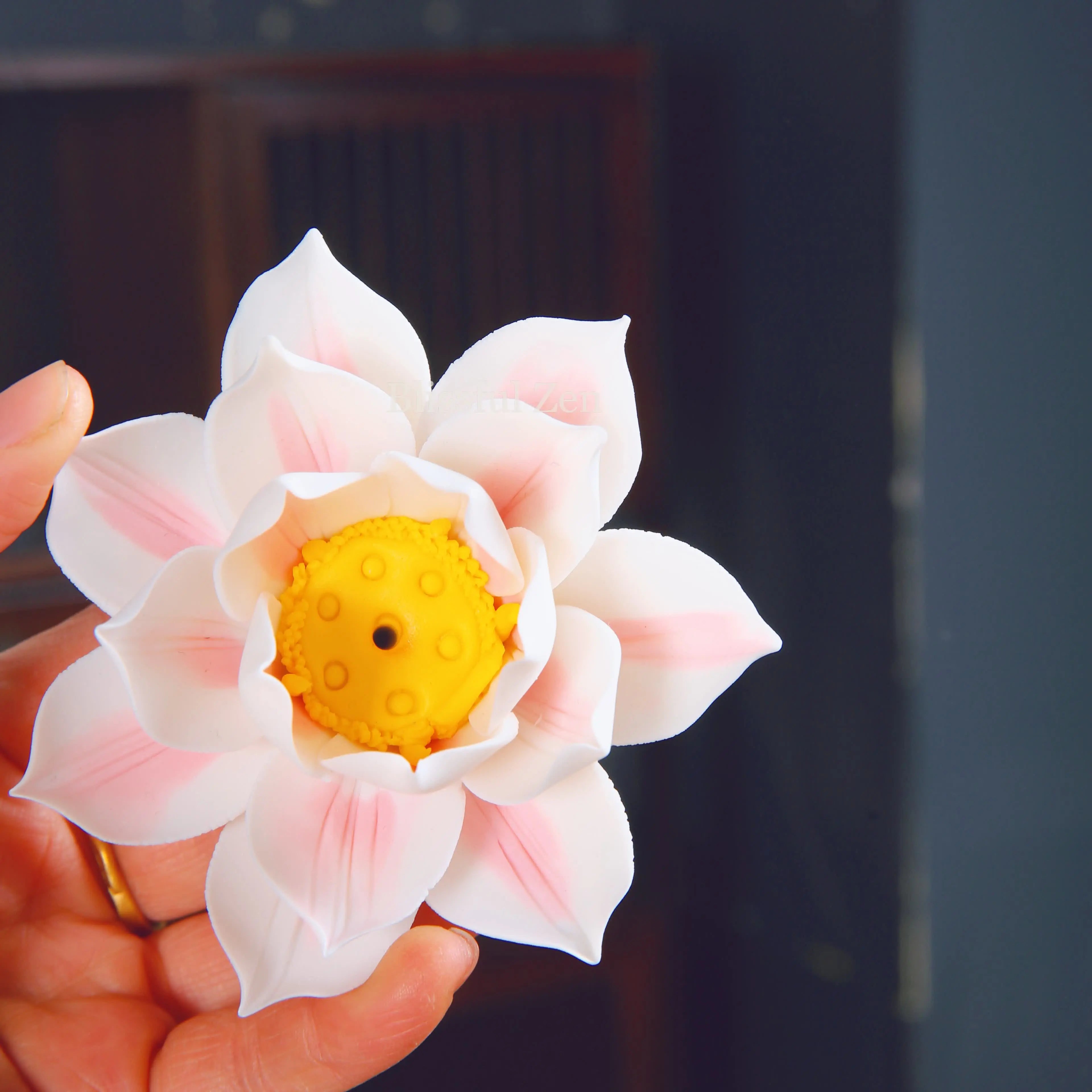 Pink Ceramic Lotus Incense Holder  For Yoga, Meditation, Relaxation, Feng Shui Space Cleansing