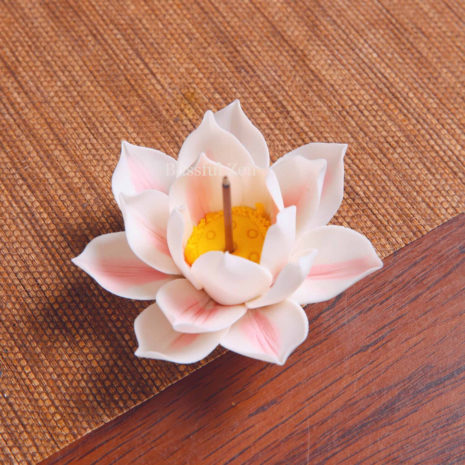 Pink Ceramic Lotus Incense Holder  For Yoga, Meditation, Relaxation, Feng Shui Space Cleansing