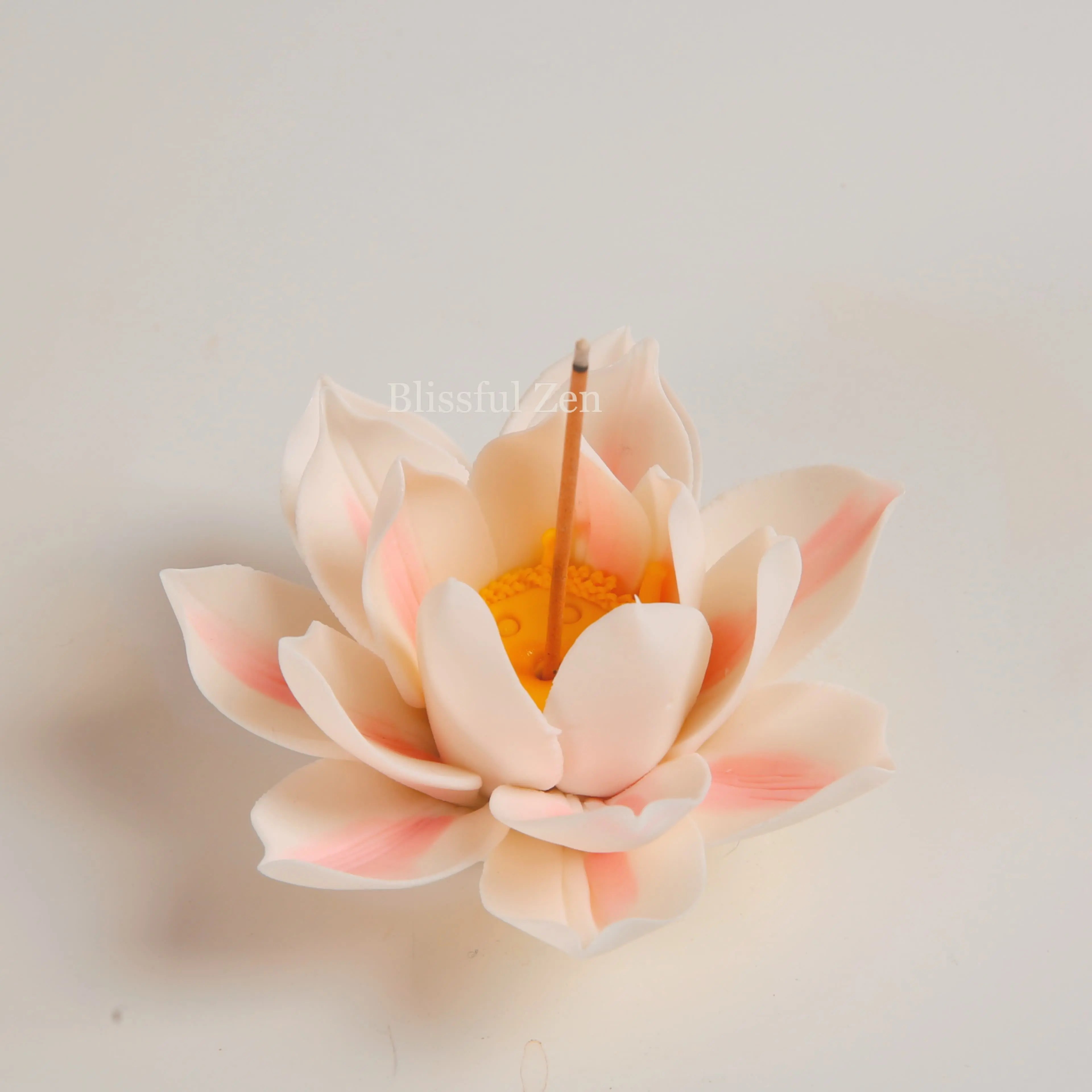 Pink Ceramic Lotus Incense Holder  For Yoga, Meditation, Relaxation, Feng Shui Space Cleansing