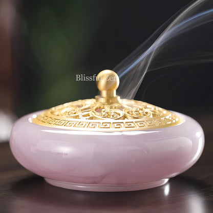 Pink Jade Glow-In-The-Dark Incense Burner For Incense Seals, Stick Incense, Coil Incense, Cone Incense