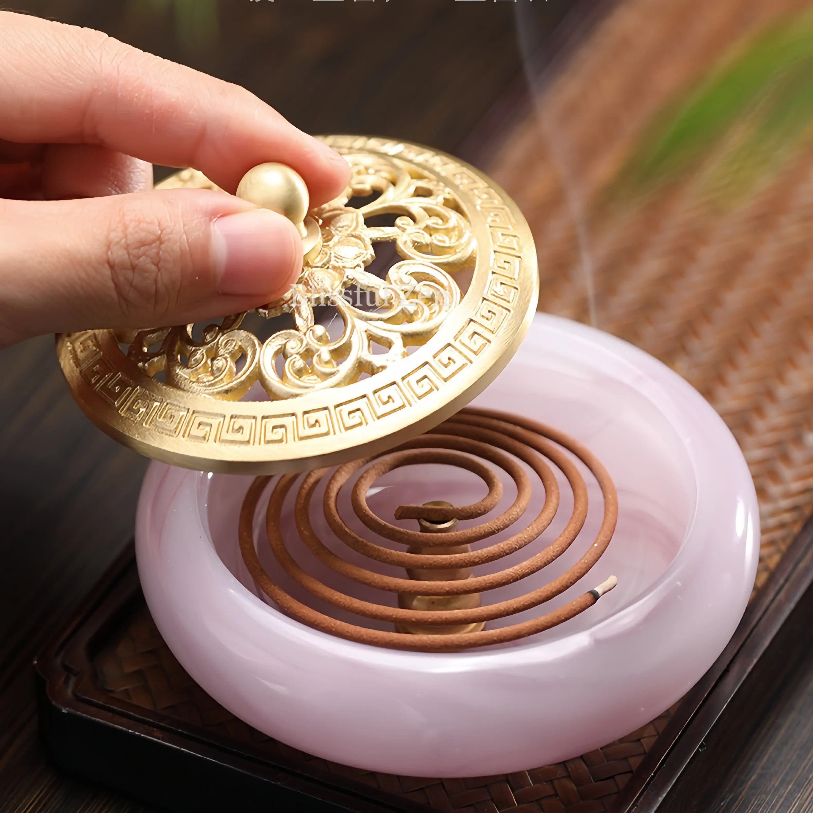 Pink Jade Glow-In-The-Dark Incense Burner For Incense Seals, Stick Incense, Coil Incense, Cone Incense