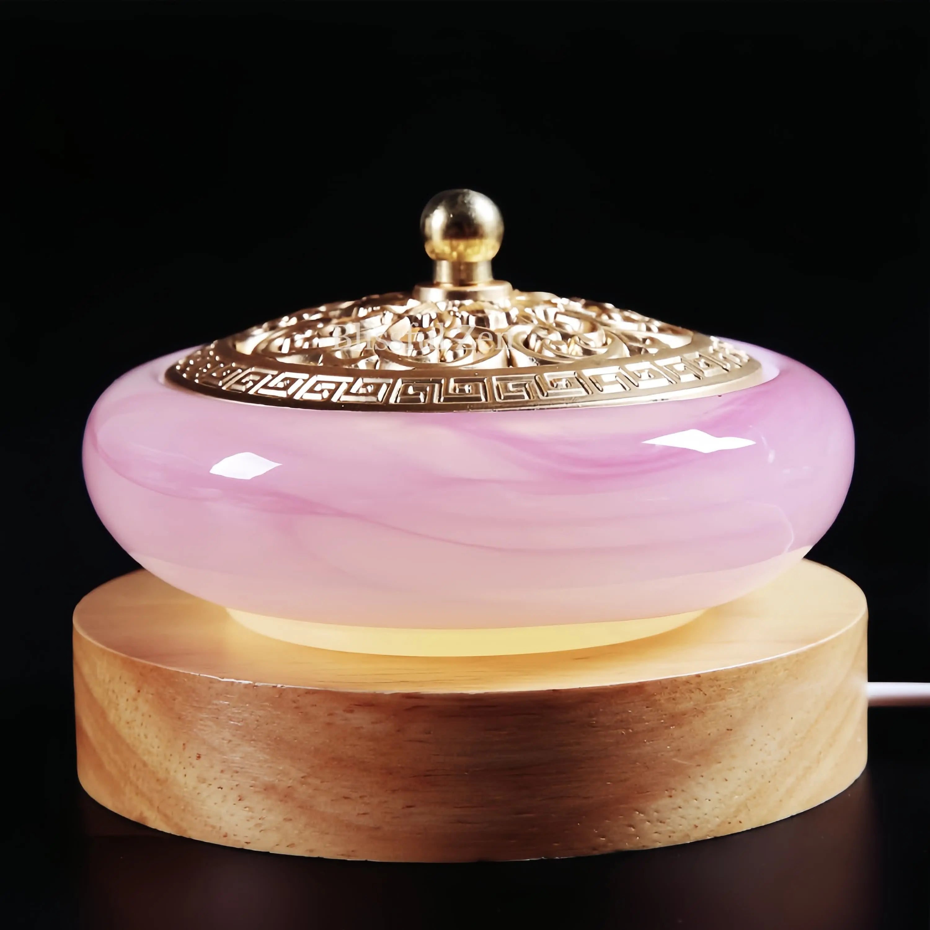 Pink Jade Glow-In-The-Dark Incense Burner For Incense Seals, Stick Incense, Coil Incense, Cone Incense