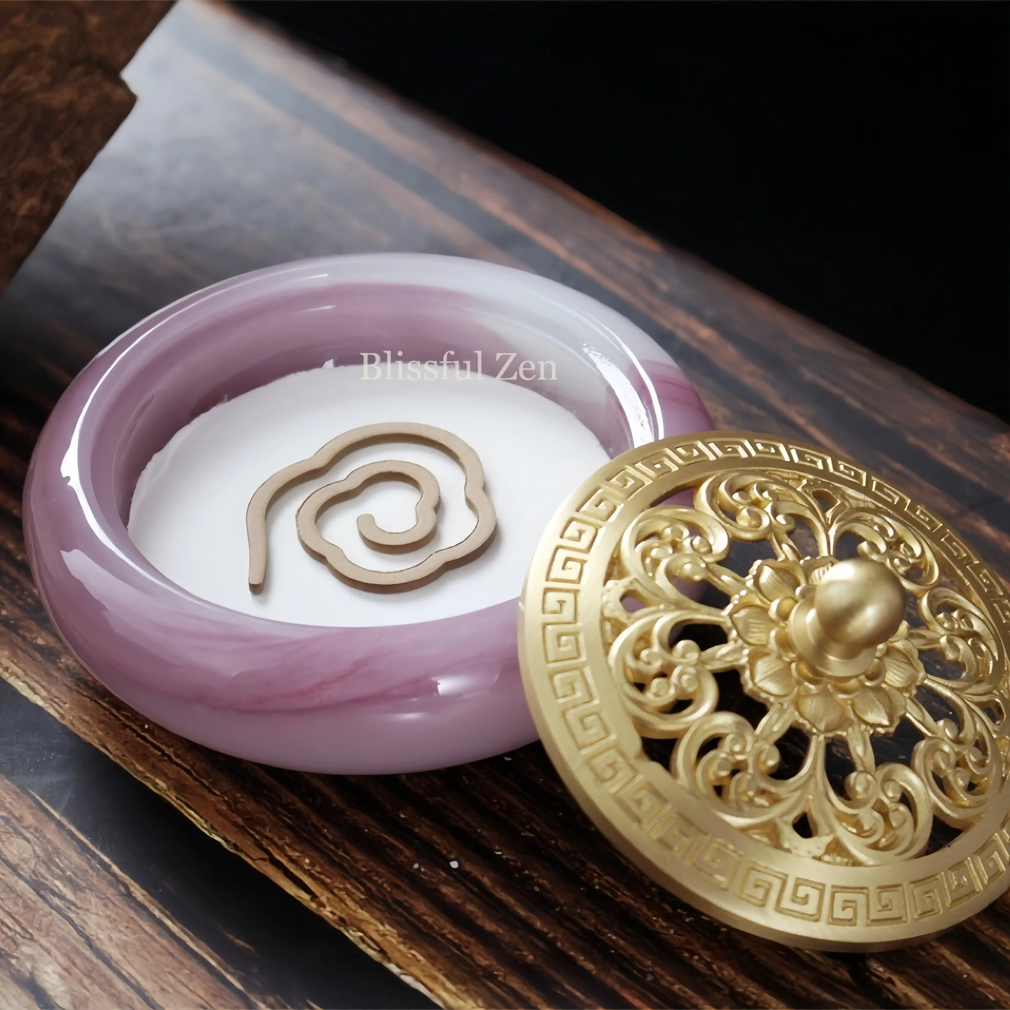 Pink Jade Glow-In-The-Dark Incense Burner For Incense Seals, Stick Incense, Coil Incense, Cone Incense