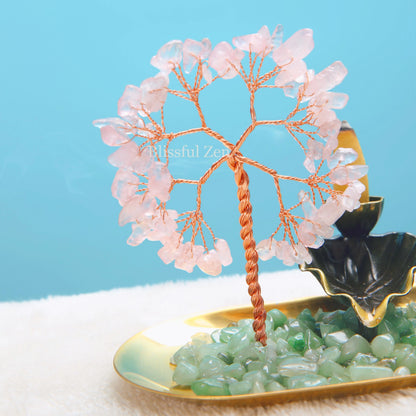 Rose Quartz Tree of Life Backflow Incense Burner