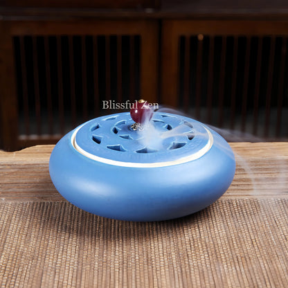 Royal Blue Ceramic Incense Burner For Incense Seals, Stick Incense, Coil Incense, Cone Incense