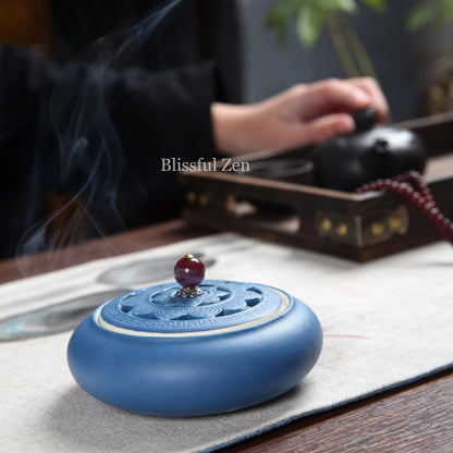 Royal Blue Ceramic Incense Burner For Incense Seals, Stick Incense, Coil Incense, Cone Incense