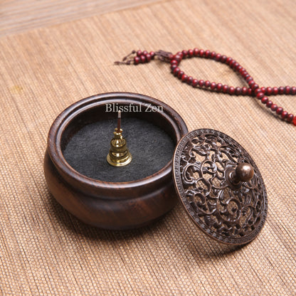 Vintage Ebony Wood Incense Burner For Incense Seals, Stick Incense, Coil Incense, Cone Incense