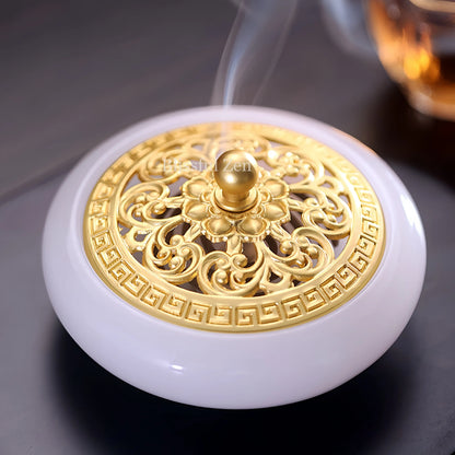 White Jade Glow-In-The-Dark Incense Burner For Incense Seals, Stick Incense, Coil Incense, Cone Incense