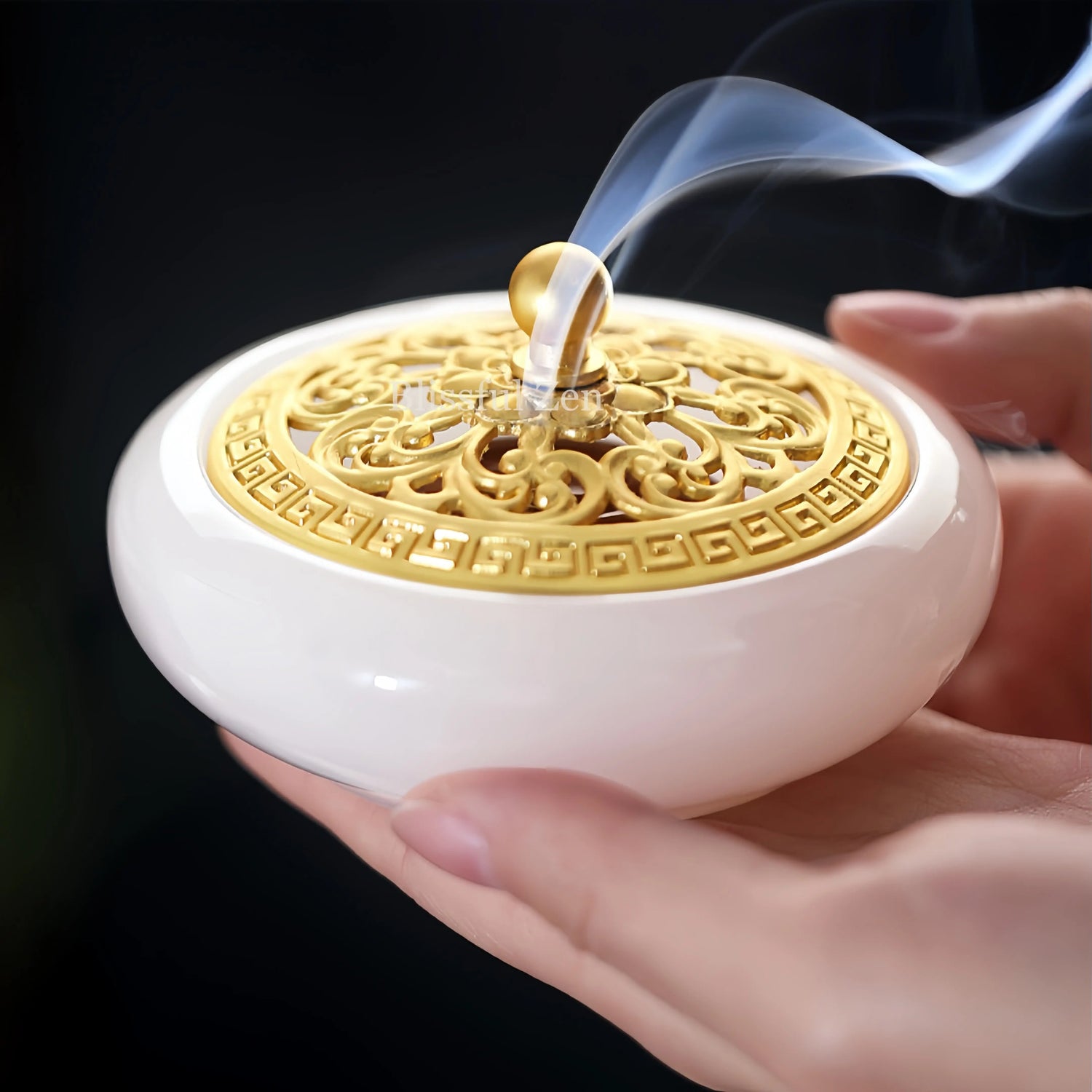 White Jade Glow-In-The-Dark Incense Burner For Incense Seals, Stick Incense, Coil Incense, Cone Incense