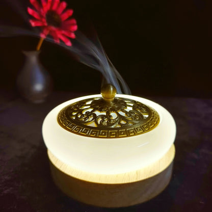 White Jade Glow-In-The-Dark Incense Burner For Incense Seals, Stick Incense, Coil Incense, Cone Incense