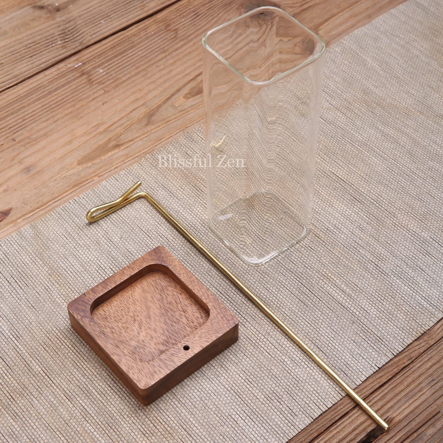 Wooden Incense Holder with Ash-Proof Glass Cover