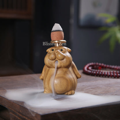 Wooden Bear Backflow Incense Burner