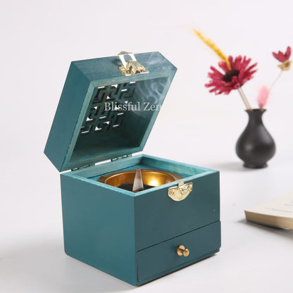 Incense Burner Wooden Box with drawer