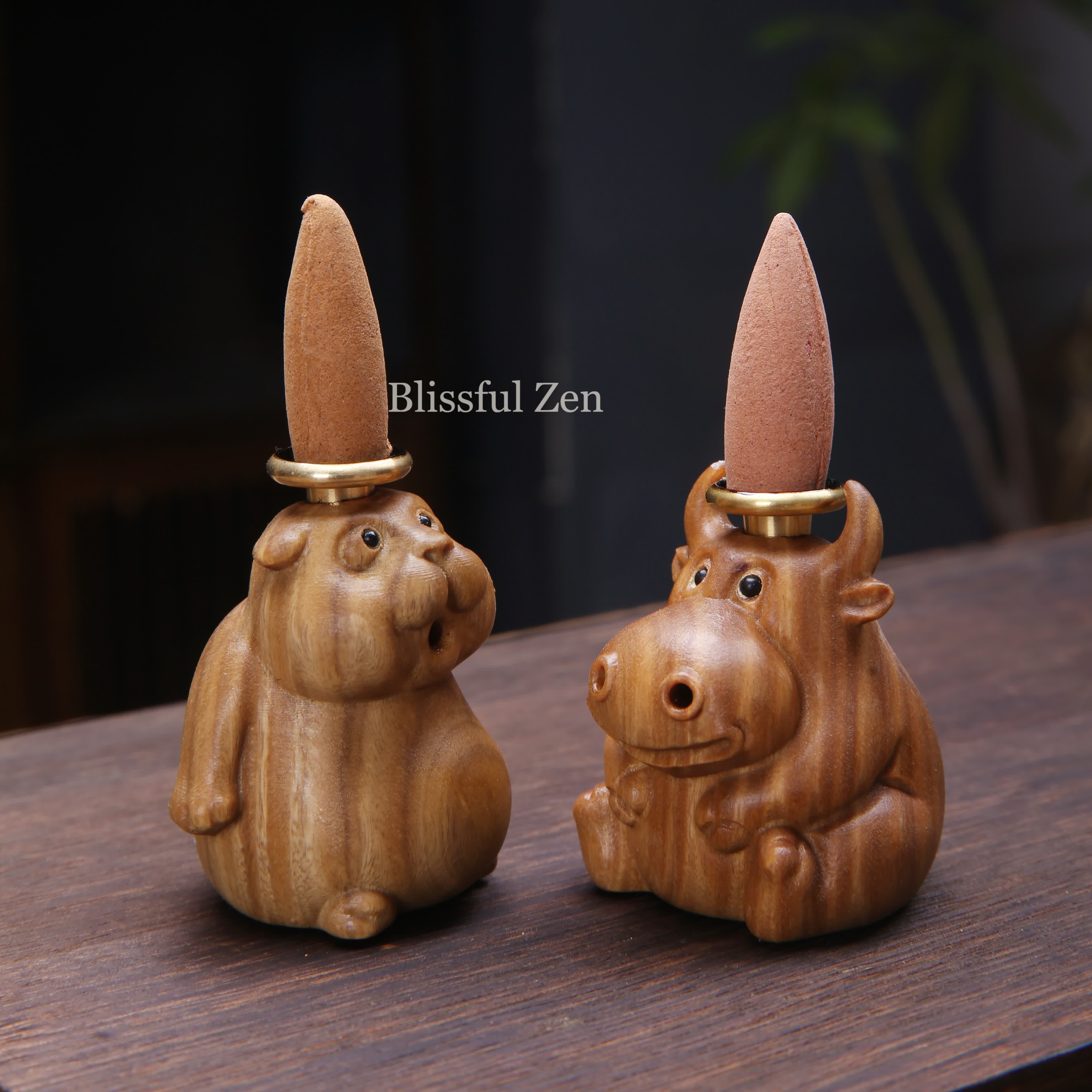 Wooden Ox Backflow Incense Burner