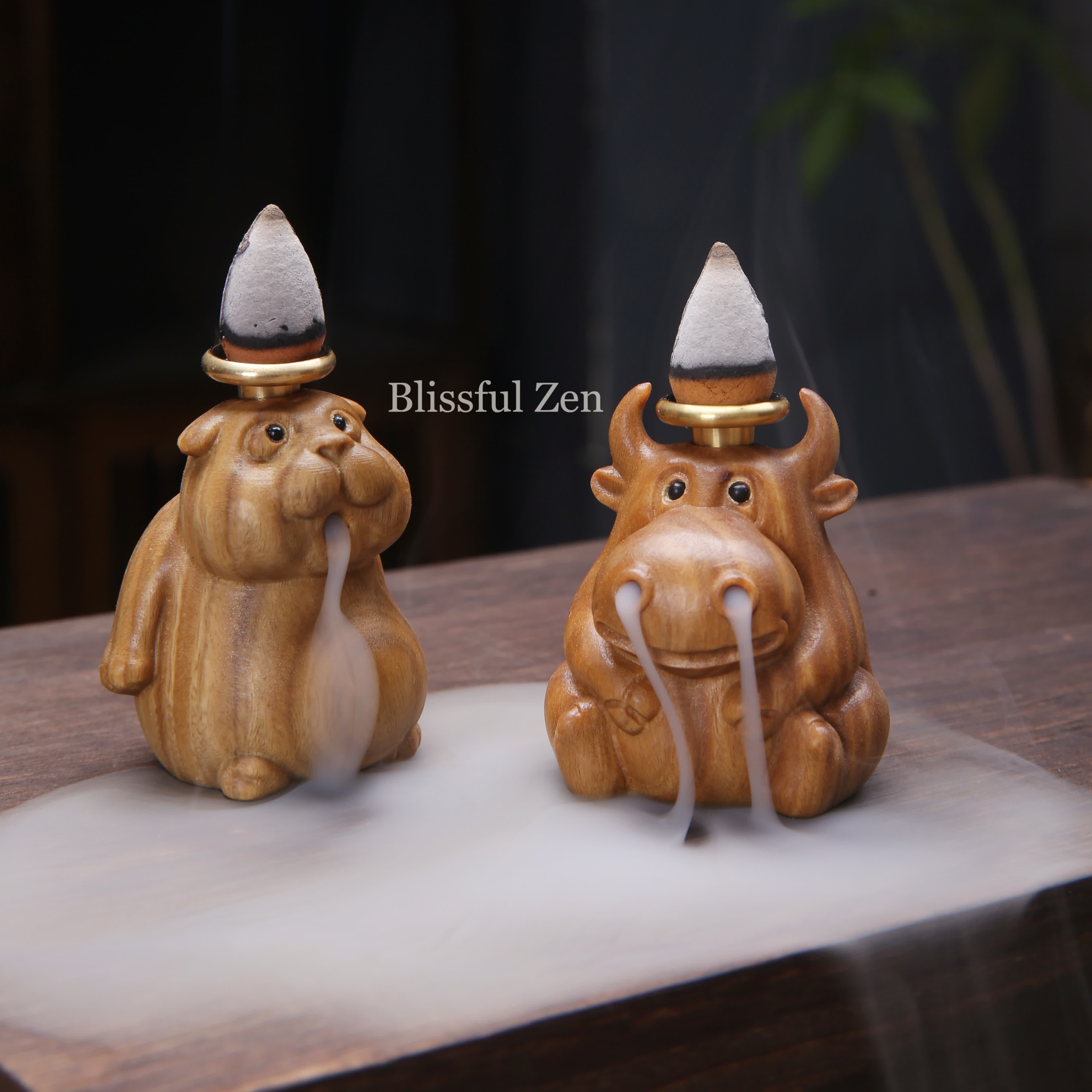 Wooden Ox Backflow Incense Burner